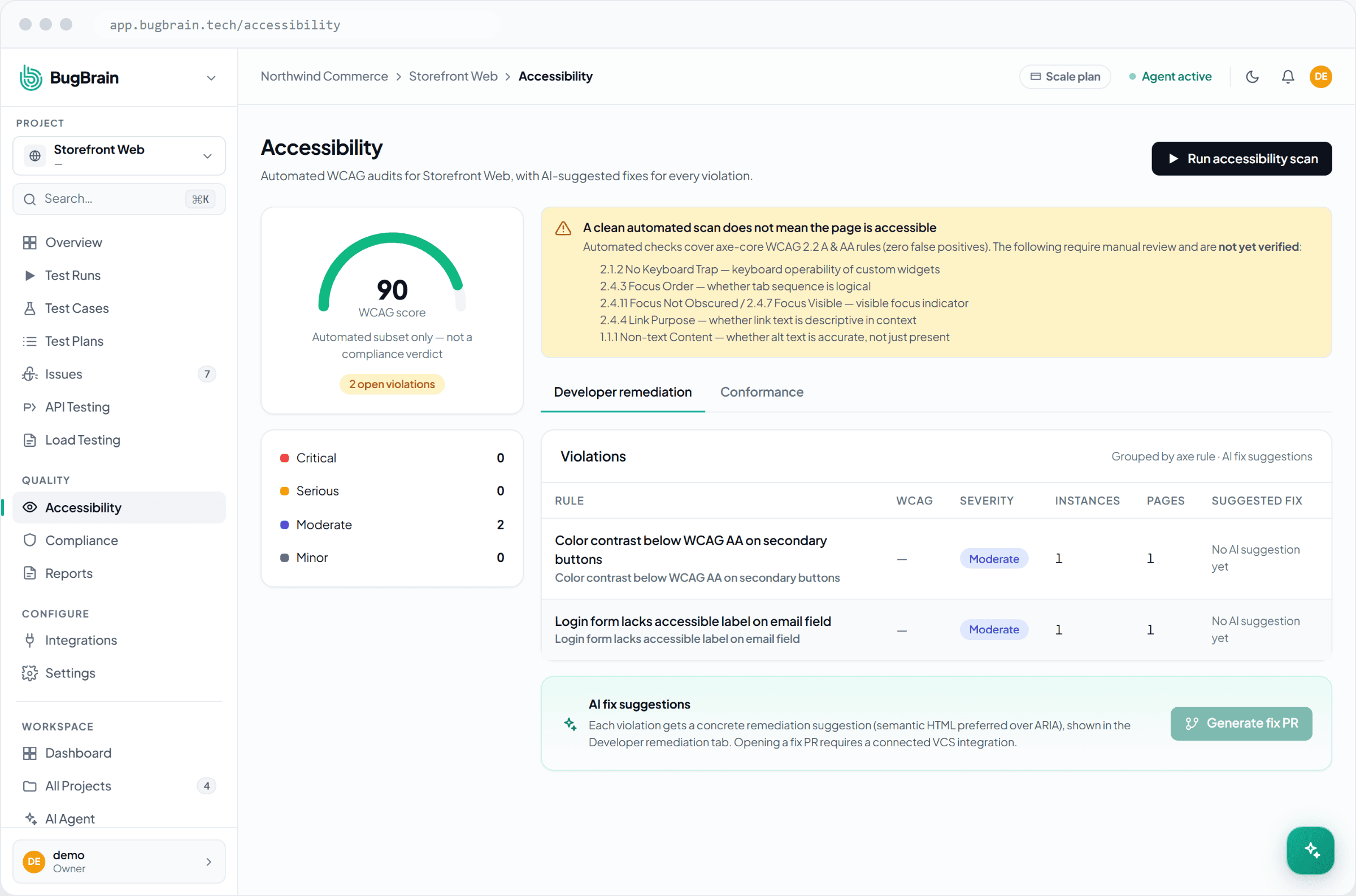 An accessibility audit report