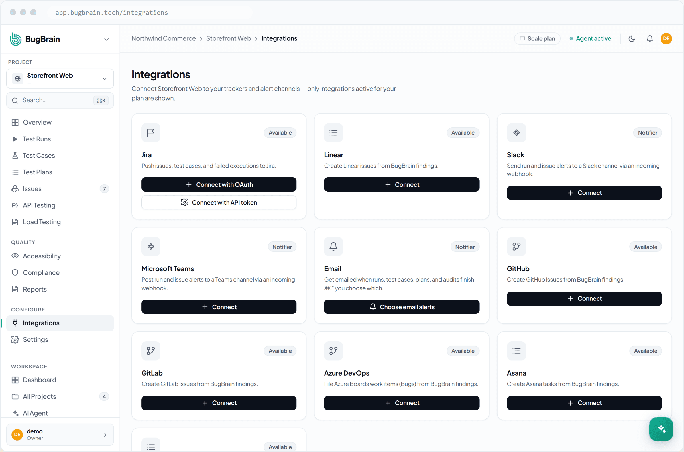 Connecting an integration