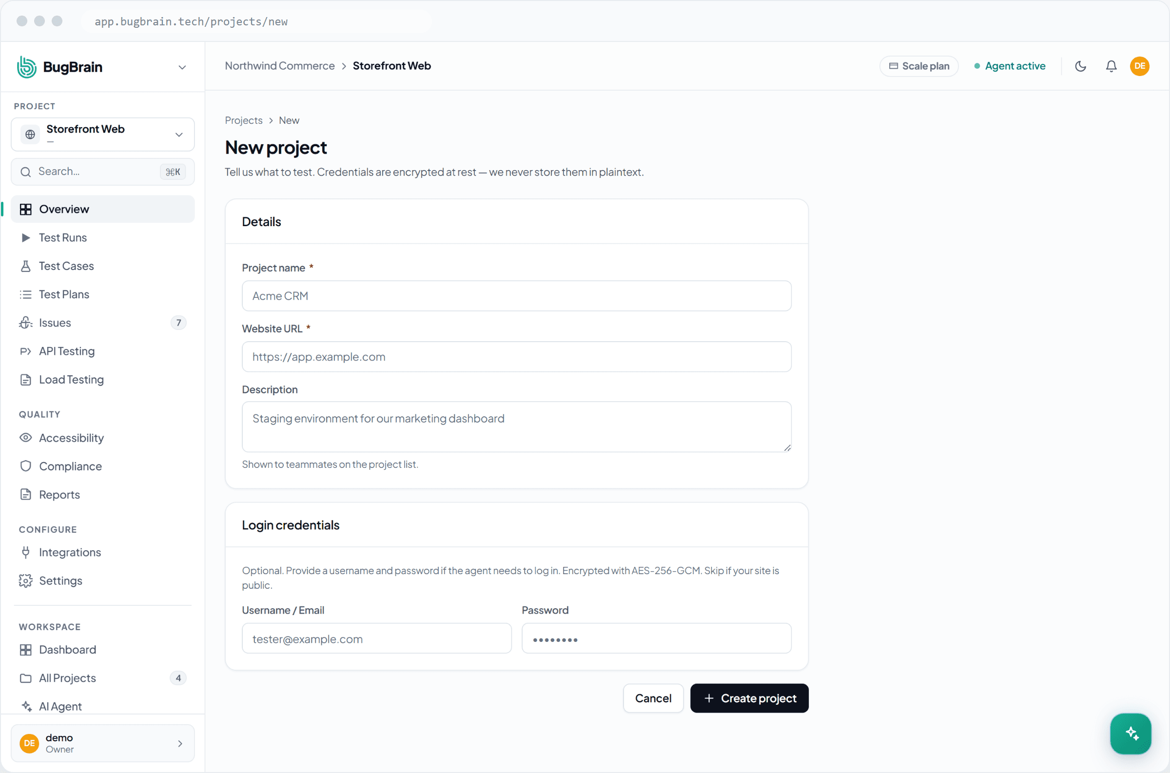 Creating a new project